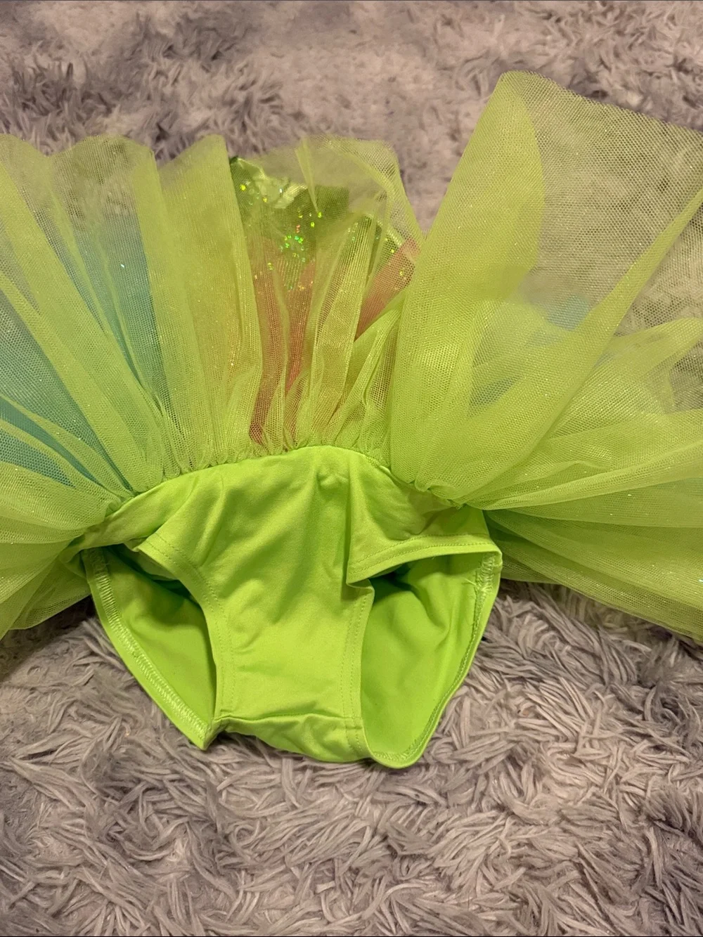 Weissman Green Sequin Halter Tutu Dress with Rainbow Tulle